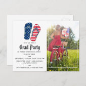 USA themed Afstuderen Photo Invitation Briefkaart (Voorkant / Achterkant)