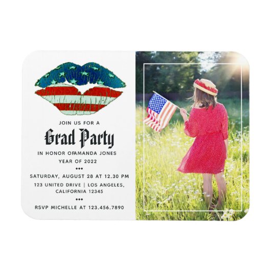 USA themed Afstuderen Photo Invitation Magneet (Horizontaal)