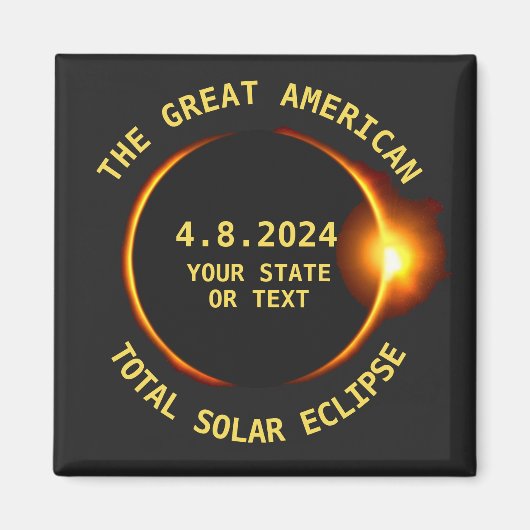 USA Totaal Solar Eclipse Party 4/8/2024 Aangepaste Magneet (Voorkant)