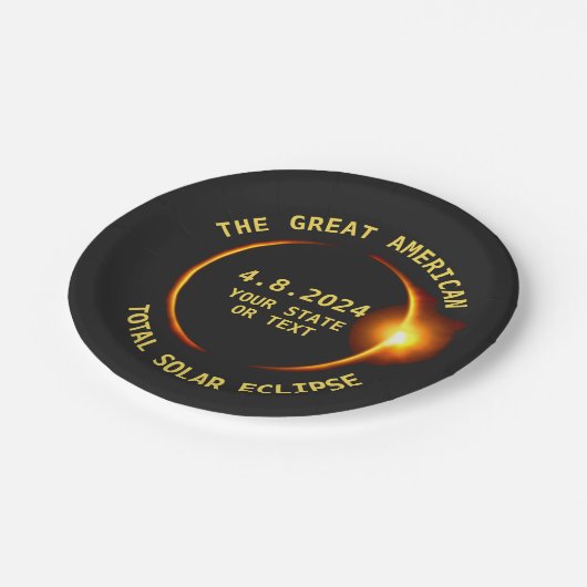 USA Totaal Solar Eclipse Party 4/8/2024 Aangepaste Papieren Bordje (Gekanteld)