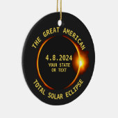 USA Total Solar Eclipse 4.8.24 Aangepaste tekst Keramisch Ornament (Rechts)