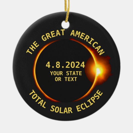 USA Total Solar Eclipse 4.8.24 Aangepaste tekst Keramisch Ornament (Voorkant)