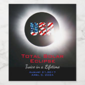  USA Totale zonsverduistering 2017 2024 Wijn Etiket (Enkel label)