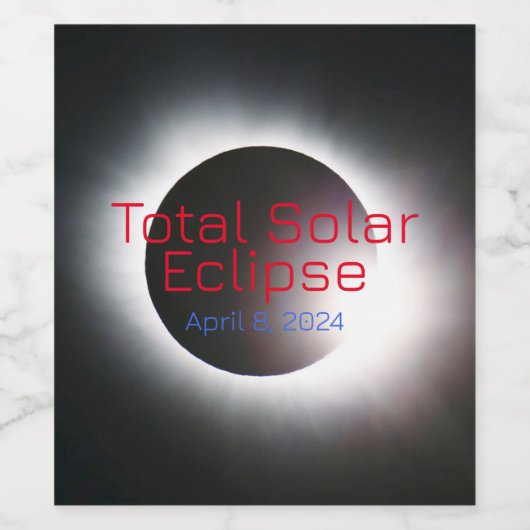  USA Totale zonsverduistering 2024 Wijn Etiket (Enkel label)