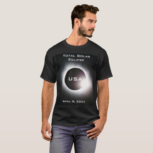USA Totale zonsverduistering 8 april 2024 T-shirt (Voorkant volledig)