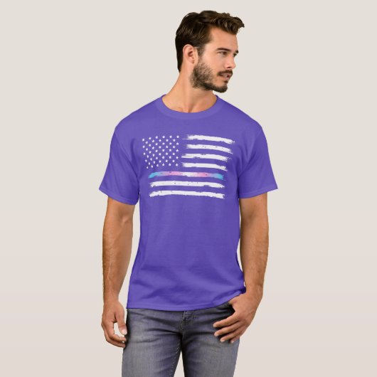 USA Trans Pride Thin Line T-shirt (Voorkant volledig)