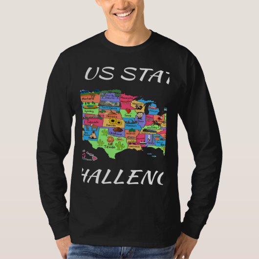 USA Travel Visit 50 States Map T-shirt (Voorkant)