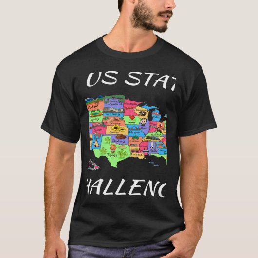 USA Travel Visit 50 States Map T-shirt (Voorkant)