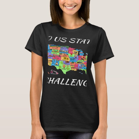 USA Travel Visit 50 States Map T-shirt (Voorkant)