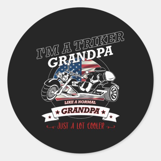 USA Triker Opa Trike Ronde Sticker (Voorkant)