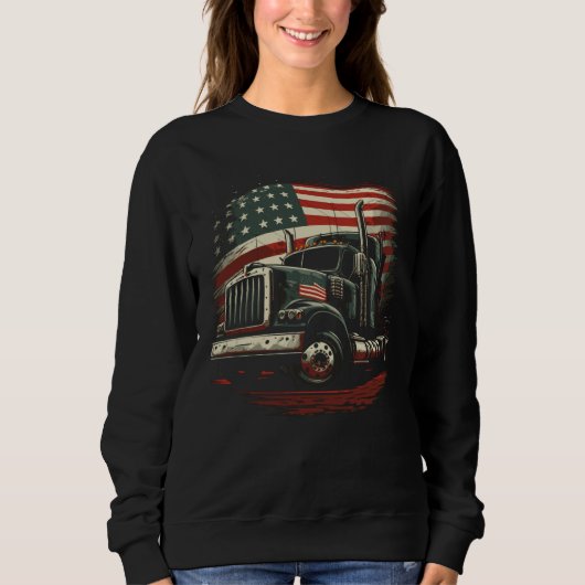 USA Truck Driver American Flag Trucker Trui (Voorkant)