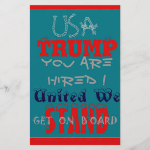 USA Trump: Je bent aangenomen! United We Stand Art Briefpapier