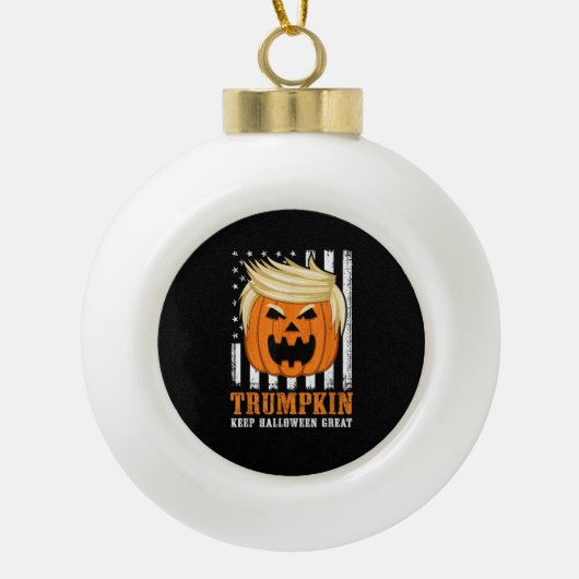 Usa Trumpkin Keep Halloween Great Funny Keramische Bal Ornament (Voorkant)