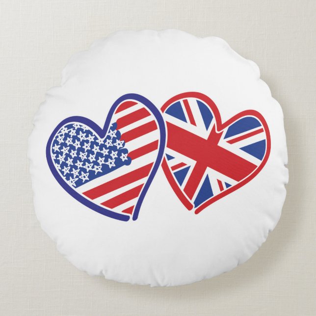 USA—UK—Love Rond Kussen (Voorkant)