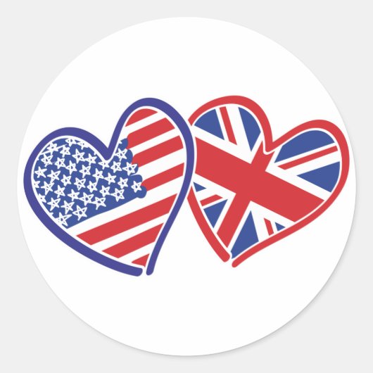 USA—UK—Love Ronde Sticker (Voorkant)