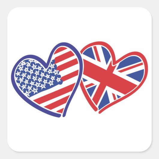 USA—UK—Love Vierkante Sticker (Voorkant)