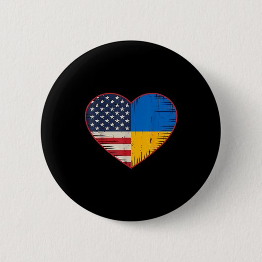 Usa Ukraine Heart - Dual Citizenship  Ronde Button 5,7 Cm (Voorkant)