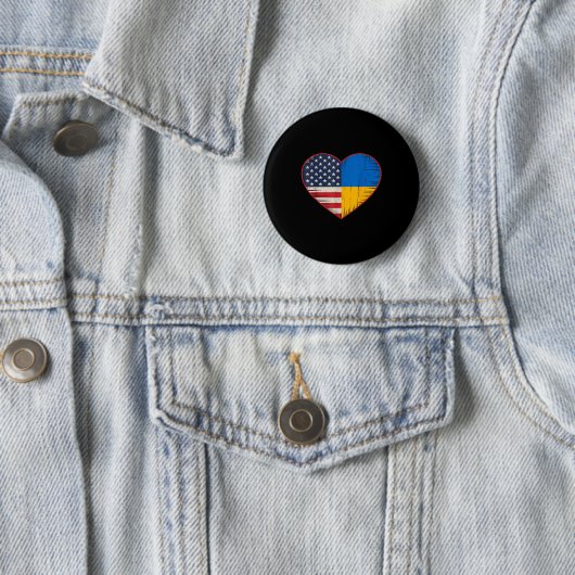 Usa Ukraine Heart - Dual Citizenship  Ronde Button 5,7 Cm (In situ)
