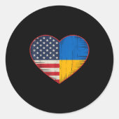 Usa Ukraine Heart - Dual Citizenship  Ronde Sticker (Voorkant)