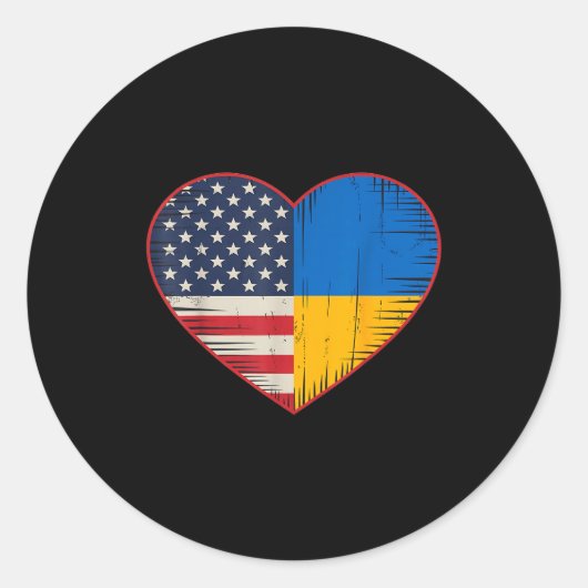 Usa Ukraine Heart - Dual Citizenship  Ronde Sticker (Voorkant)