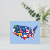 usa united states america republic flag map briefkaart (Staand voorkant)