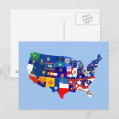 usa united states america republic flag map briefkaart (Voorkant / Achterkant)
