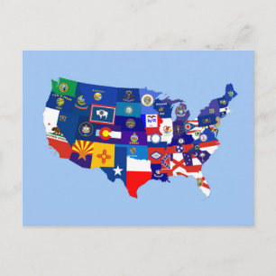 usa united states america republic flag map briefkaart