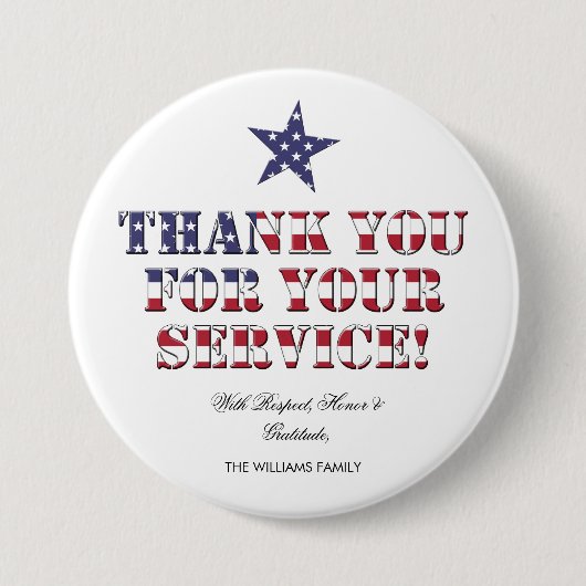 USA Veterans Bedankt voor uw service Ronde Button 7,6 Cm (Voorkant)