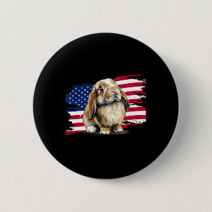 Usa Vlag 4e Juli Mini Holland Lop Konijn Ronde Button 5,7 Cm