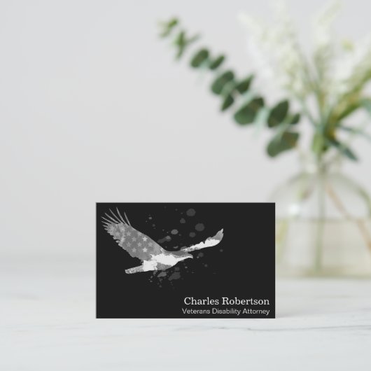 ** USA Vlag Amerikaanse Adelaar Grijs op Zwart Visitekaartje (Staand voorkant)