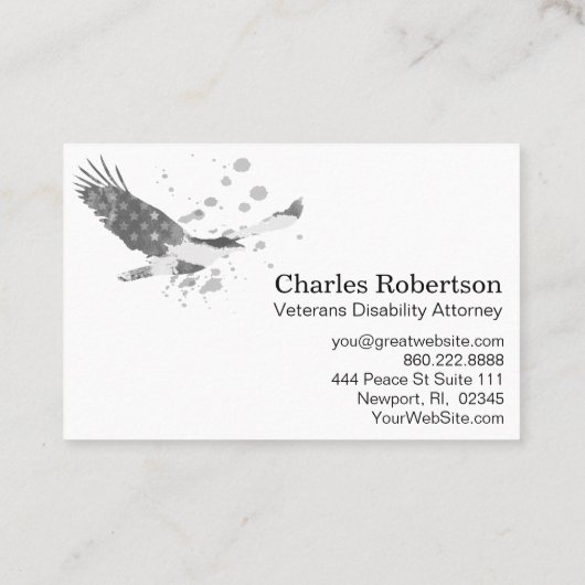 ** USA Vlag Amerikaanse Adelaar Grijs op Zwart Visitekaartje (Achterkant)