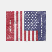  USA Vlag Amerikaanse Rood Wit Blauw Familie Fleece Deken (Voorkant (Horizontaal))