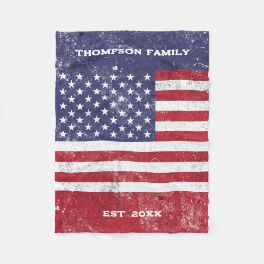  USA Vlag Amerikaanse Rood Wit Blauw Familie Fleece Deken (Voorkant)