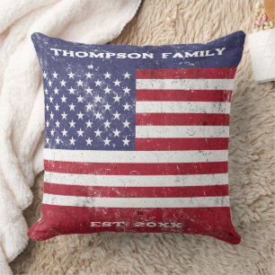 USA Vlag Amerikaanse Rood Wit Blauw Familie Kussen