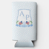 USA Vlag Blauw Wit Bruiloft Crest Douche Favor Seltzer Blikjeskoeler (Achterkant)