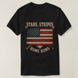 USA-vlag cadeau: Stars Stripes Home Runs Honkbal T-shirt