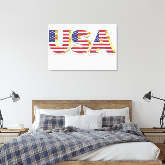 USA Vlag Canvas Print (Insitu (Slaapkamer))