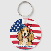 USA-vlag Cocker Spaniel Sleutelhanger (Voorkant)