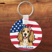 USA-vlag Cocker Spaniel Sleutelhanger (Voorkant)