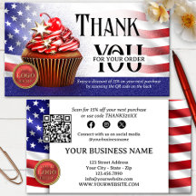 USA-vlag Cupcake QR-code Bedankt voor uw bestellin