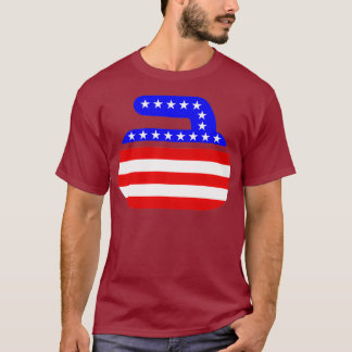 USA Vlag Curling Stone Patriottisch Curling Gift T-shirt