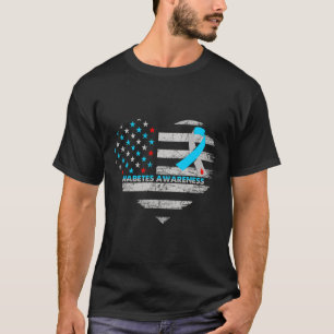 Usa Vlag Diabetes Bewustzijn Hart Familie Onderste T-shirt