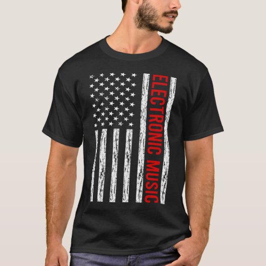 USA Vlag Elektronische Muziek T-shirt (Voorkant)
