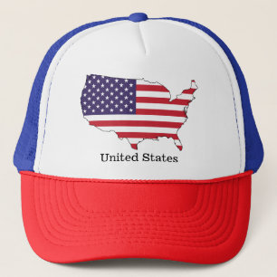 USA-vlag en kaart souvenirontwerp Trucker Pet