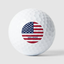 USA Vlag Gelukkig Vierde van Juli Custom Text Golfballen