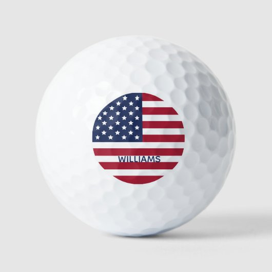 USA Vlag Gelukkig Vierde van Juli Custom Text Golfballen (Voorkant)
