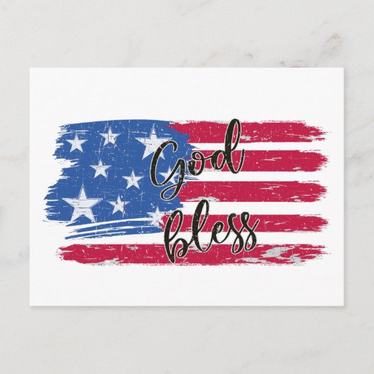USA Vlag God Bless America Patriottisch  Briefkaart (Voorkant)