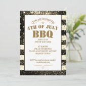 USA vlag gouden sepia schittert 4th juli BBQ feest Kaart (Staand voorkant)