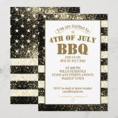 USA vlag gouden sepia schittert 4th juli BBQ feest Kaart (Voorkant / Achterkant)