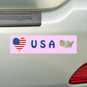 USA Vlag Hart + Landkaart Bumpersticker (Op auto)